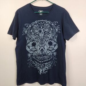 OP Ocean Pacific Mens Paisley Skull Print Frontside Graphic Tee Medium